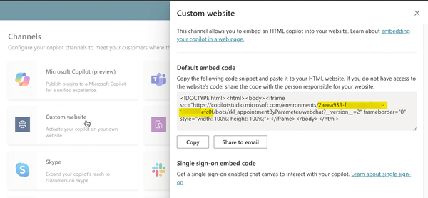 Open a Copilot Studio Bot in Model Driven App Side Pane with Context